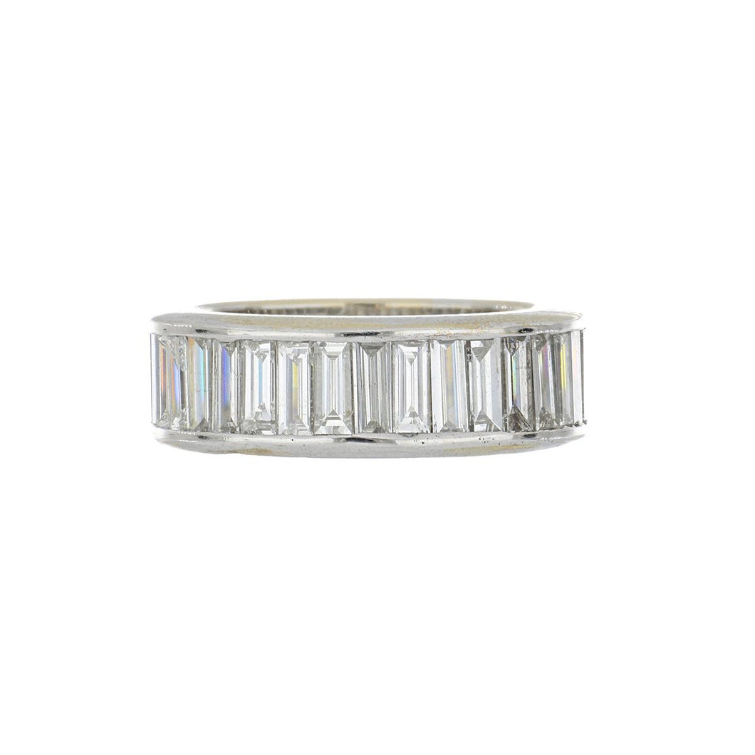 Mid-Century 18K White Gold Channel-Set Baguette Diamond Eternity Band