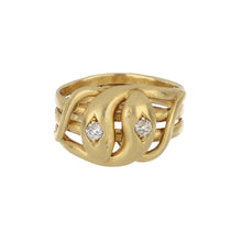 Load image into Gallery viewer, Antique Victorian 18K Gold Twin Serpent Ring with Diamonds
