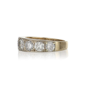 14K Gold Wide Band with Bead-Set Diamonds