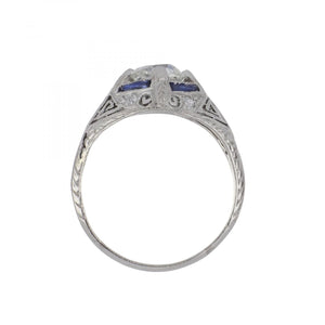 Art Deco 0.96 Carat Old Mine-Cut Diamond Ring