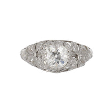 Load image into Gallery viewer, Antique Edwardian Openwork Platinum Old European-Cut Diamond Engagement Ring with Bows
