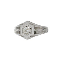 Load image into Gallery viewer, Art Deco 18K White Gold Diamond Ring with Wheat Engraving
