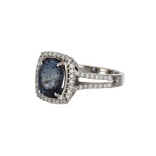 Load image into Gallery viewer, Estate 18K White Gold Natural Color-Change Cushion Shape Spinel and Diamond Ring
