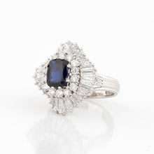 Load image into Gallery viewer, Estate Platinum Sapphire and Diamond Ballerina Ring
