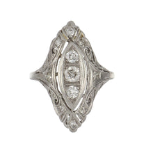 Load image into Gallery viewer, Art Deco Platinum Old European-Cut Diamond Navette Ring
