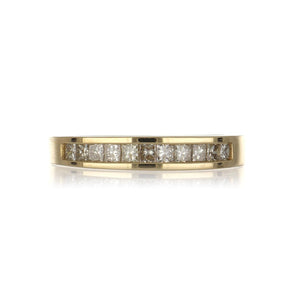 Estate 14K Gold Band with Priness-Cut Diamonds
