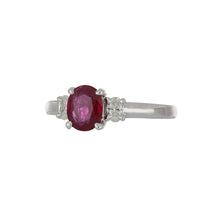 Load image into Gallery viewer, Estate Platinum Oval Ruby Ring with Oval Diamonds
