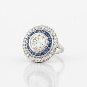 Platinum Diamond and Sapphire Target Ring