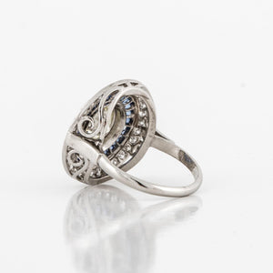 Platinum Diamond and Sapphire Target Ring