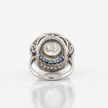 Load image into Gallery viewer, Platinum Diamond and Sapphire Target Ring
