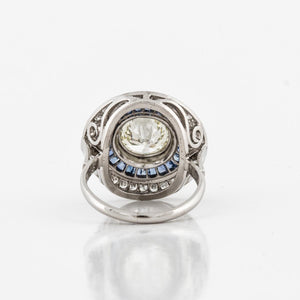 Platinum Diamond and Sapphire Target Ring