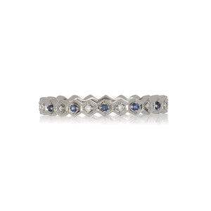 18K White Gold Fancy Diamond and Sapphire Eternity Band