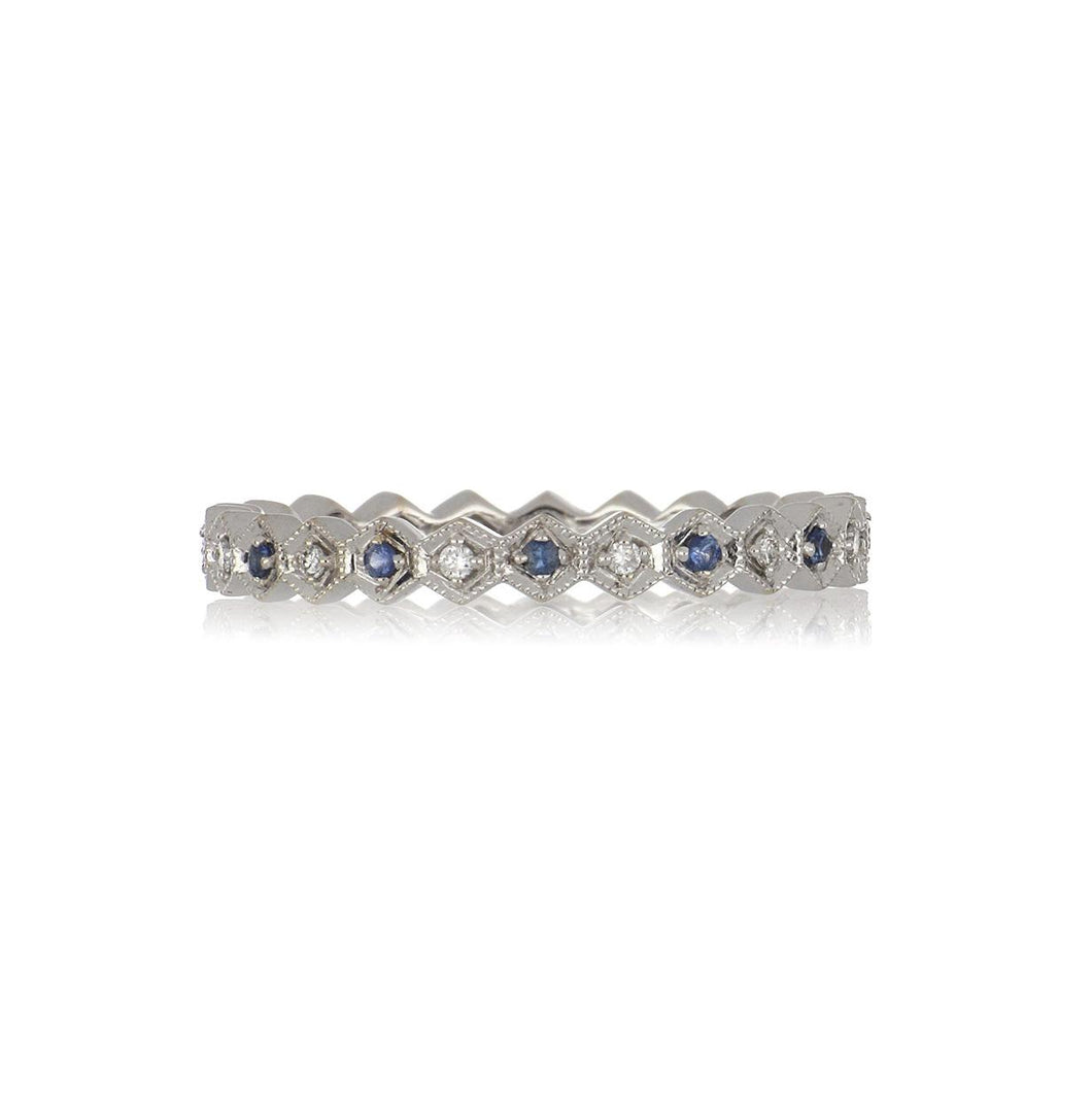 18K White Gold Fancy Diamond and Sapphire Eternity Band