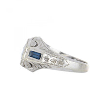 Load image into Gallery viewer, Art Deco 18K White Gold Blue Stone Ring
