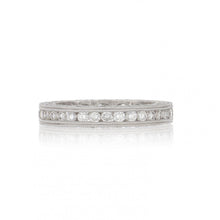 Load image into Gallery viewer, Estate 18K White Gold Diamond Eternity Band with Millegrain and Diamond Sides
