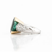 Load image into Gallery viewer, Estate Platinum and 18K Gold Green Tourmaline and Diamond Ring
