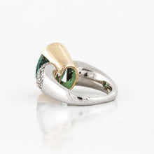 Load image into Gallery viewer, Estate Platinum and 18K Gold Green Tourmaline and Diamond Ring
