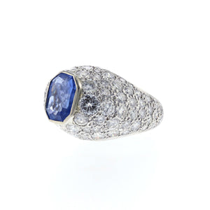 Estate 14K White Gold Sapphire and Diamond Cocktail Ring
