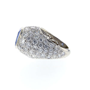 Estate 14K White Gold Sapphire and Diamond Cocktail Ring