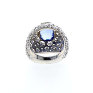 Estate 14K White Gold Sapphire and Diamond Cocktail Ring