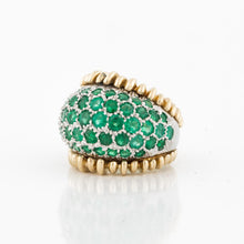 Load image into Gallery viewer, Estate Platinum and 18K Gold Emerald Bombé Ring
