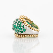 Load image into Gallery viewer, Estate Platinum and 18K Gold Emerald Bombé Ring
