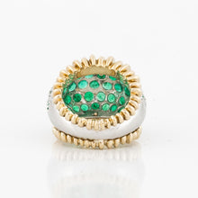 Load image into Gallery viewer, Estate Platinum and 18K Gold Emerald Bombé Ring
