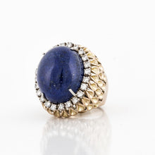 Load image into Gallery viewer, Estate 14K Gold Lapis Ring with Diamonds
