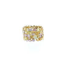 Load image into Gallery viewer, Estate 18K Gold Multi-Colored Diamond Wide Band
