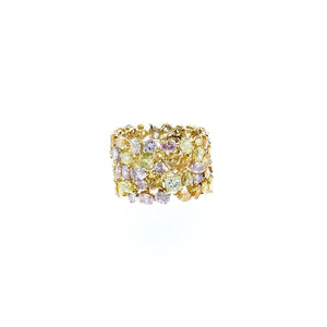 Estate 18K Gold Multi-Colored Diamond Wide Band