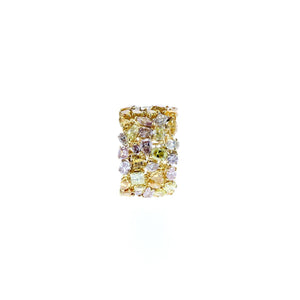 Estate 18K Gold Multi-Colored Diamond Wide Band