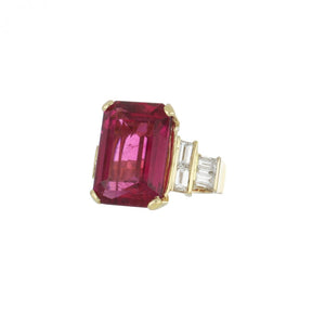 Estate 14K Gold Rubellite and Diamond Ring