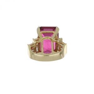 Estate 14K Gold Rubellite and Diamond Ring