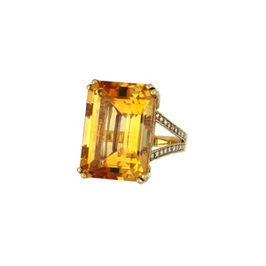 Estate 18K Gold Citrine Ring with Diamonds