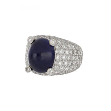 Load image into Gallery viewer, Estate 18K White Gold Blue Sapphire Ring with Diamonds

