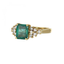 Load image into Gallery viewer, 18K Gold Emerald-Cut Emerald and Diamond Ring
