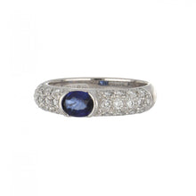 Load image into Gallery viewer, Platinum Sapphire and Pavé Diamond Ring

