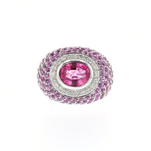 Load image into Gallery viewer, Estate 18K White Gold Tourmaline and Diamond Ring
