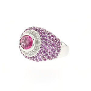 Estate 18K White Gold Tourmaline and Diamond Ring