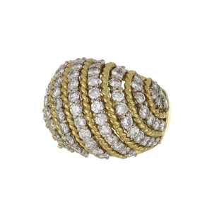 Estate Twisted 18K Gold and Diamond Dome Ring