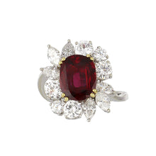 Load image into Gallery viewer, Vintage 1970s 18K White Gold Ruby and Diamond Cocktail Ring
