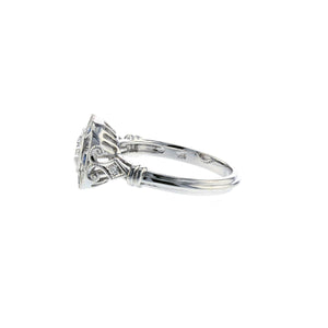 18K White Gold Round Diamond and Sapphire Engagement Ring