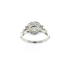 Load image into Gallery viewer, 18K White Gold Round Diamond and Sapphire Engagement Ring

