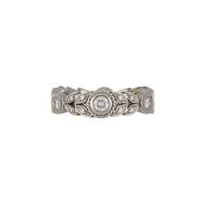 Estate Penny Preville 18K White Gold Leaf Band with Diamonds
