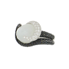 Load image into Gallery viewer, Estate Rodney Rayner 18K White Gold Moonstone Ring with Diamonds and Sapphires
