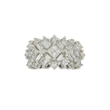 Load image into Gallery viewer, Estate 14K White Gold Diamond Band with Geometric Lattice Pattern
