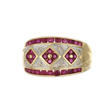 Load image into Gallery viewer, Vintage 1990s 14K Gold Mosaic Ruby and Diamond Band
