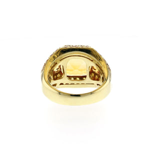 Estate 18K Gold Citrine, Yellow Sapphire and Diamond Ring