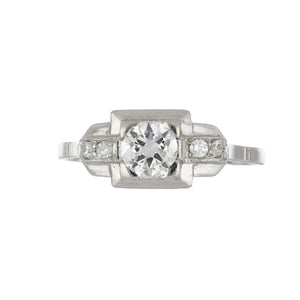 Retro 1940s Platinum & 18K White Gold Diamond Engagement Ring