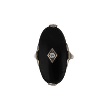 Load image into Gallery viewer, Art Deco 10K White Gold Onyx Plaque Ring with Diamond
